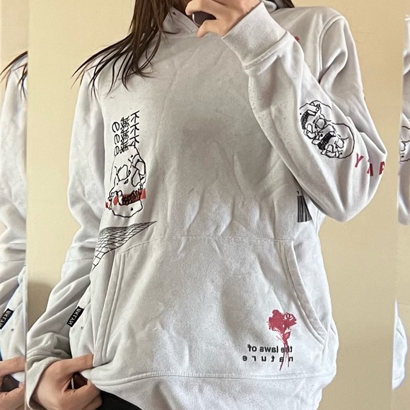 White hoodie with graphic designs - Picture 1 of 2